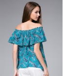 Printed silk crepe top